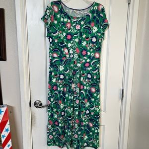 Boden Green Floral Dress
